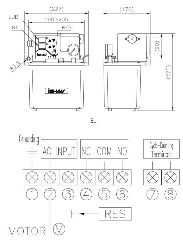 Thông số lắp đặt của thiết bị bôi trơn YET A2