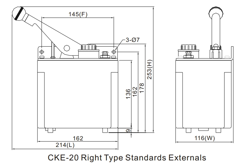 Thông số lắp đặt thiết bị bôi trơn bằng tay CKE20